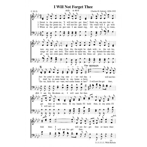 I Will Not Forget Thee - PDF - Song Sheet